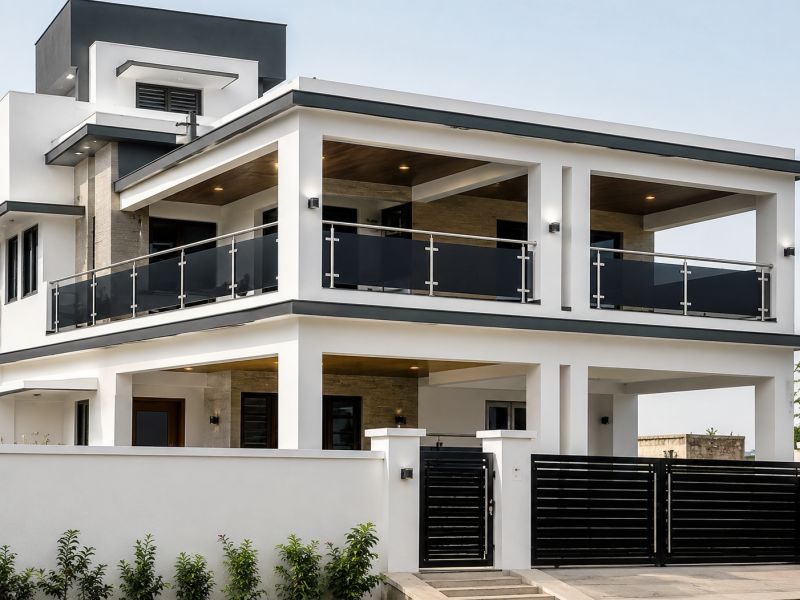 SS Handrail with Black Glass