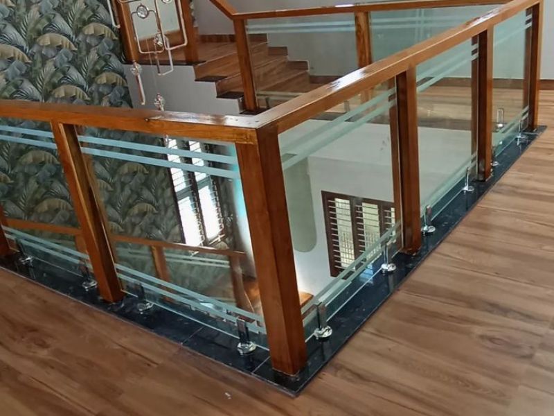 Glass with Wood Railing