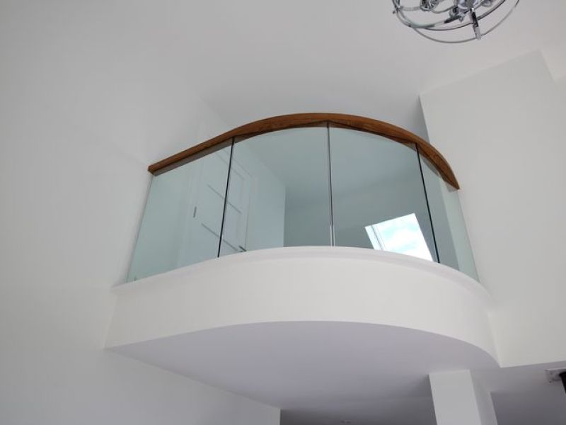 Curved Glass Wooden Railing